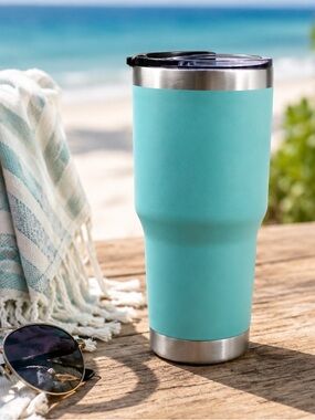 30 oz Insulated Stainless Steel Tumbler Mint Green with Straw